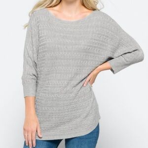 Market & Spruce Light Gray Cable Knit Women's  Dolman Sweater - Size L - EUC
